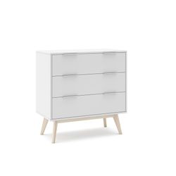 White and natural pine chest of drawers, 80 x 40 x 83 cm | Campus