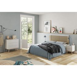 White and natural pine chest of drawers, 80 x 40 x 83 cm | Campus