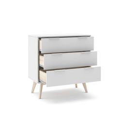 White and natural pine chest of drawers, 80 x 40 x 83 cm | Campus