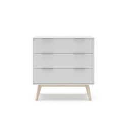 White and natural pine chest of drawers, 80 x 40 x 83 cm | Campus
