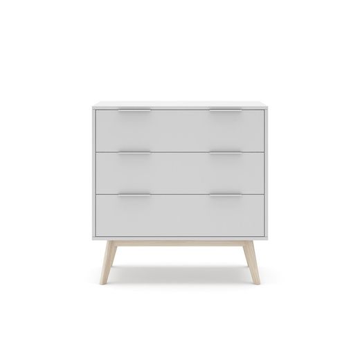 White and natural pine chest of drawers, 80 x 40 x 83 cm | Campus