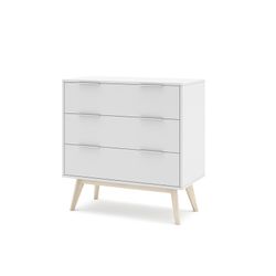 White and natural pine chest of drawers, 80 x 40 x 83 cm | Campus