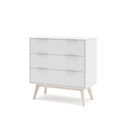 White and natural pine chest of drawers, 80 x 40 x 83 cm | Campus