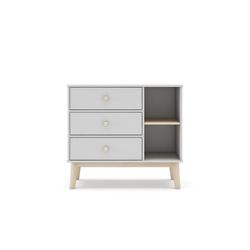 Pine chest of drawers in white and natural, 90 x 40 x 81 cm | Esteban