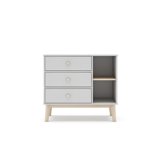 Pine chest of drawers in white and natural, 90 x 40 x 81 cm | Esteban