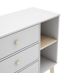 Pine chest of drawers in white and natural, 90 x 40 x 81 cm | Esteban