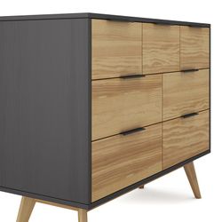 Commode en pin naturel et noir, 120 x 40 x 83 cm | lavis
