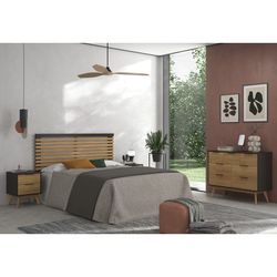 Commode en pin naturel et noir, 120 x 40 x 83 cm | lavis
