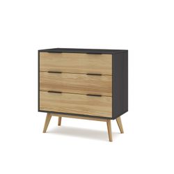 Cassettiera in pino naturale e nero, 80 x 40 x 83 cm | lavis