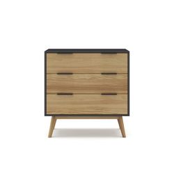 Cassettiera in pino naturale e nero, 80 x 40 x 83 cm | lavis