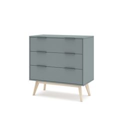 Pine chest of drawers in green and natural, 80 x 40 x 83 cm | pisco