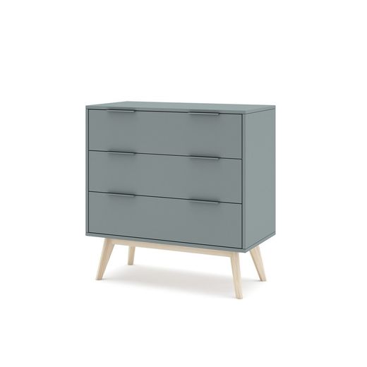 Pine chest of drawers in green and natural, 80 x 40 x 83 cm | pisco