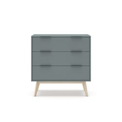 Pine chest of drawers in green and natural, 80 x 40 x 83 cm | pisco