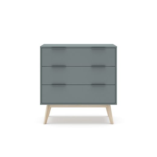 Pine chest of drawers in green and natural, 80 x 40 x 83 cm | pisco
