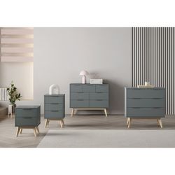 Pine chest of drawers in green and natural, 80 x 40 x 83 cm | pisco