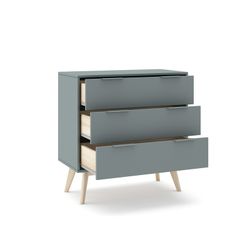 Pine chest of drawers in green and natural, 80 x 40 x 83 cm | pisco