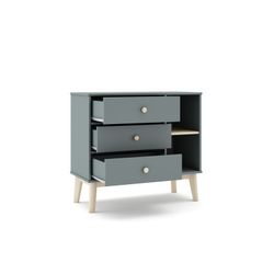 Pine chest of drawers in green and natural, 90 x 40 x 81 cm | Esteban