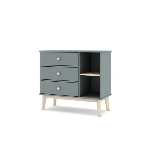 Pine chest of drawers in green and natural, 90 x 40 x 81 cm | Esteban