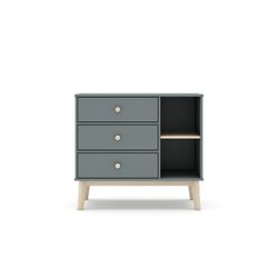 Pine chest of drawers in green and natural, 90 x 40 x 81 cm | Esteban