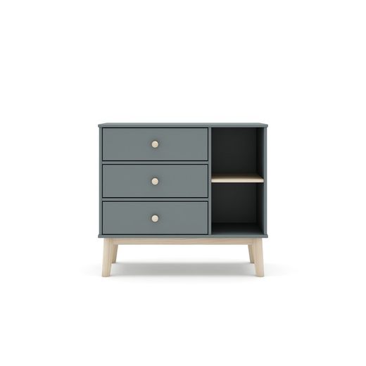 Pine chest of drawers in green and natural, 90 x 40 x 81 cm | Esteban