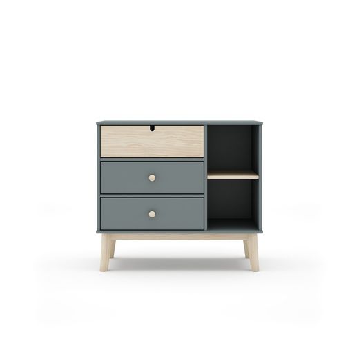 Furu byrå i grönt och naturellt, 90 x 40 x 81 cm | Stephanie