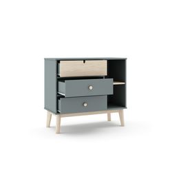 Furu byrå i grönt och naturellt, 90 x 40 x 81 cm | Stephanie