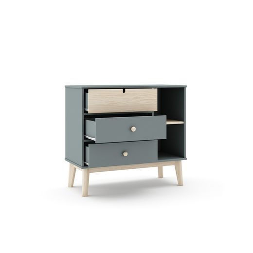 Furu byrå i grönt och naturellt, 90 x 40 x 81 cm | Stephanie