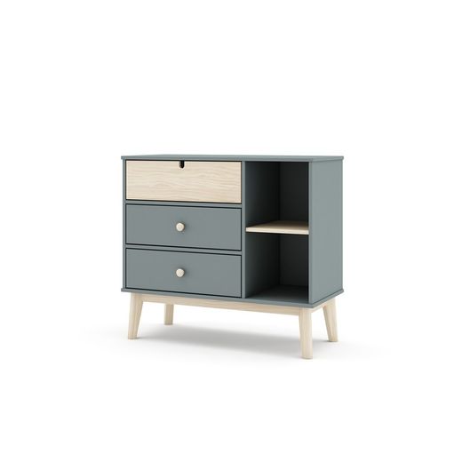 Furu byrå i grönt och naturellt, 90 x 40 x 81 cm | Stephanie