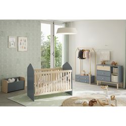 Furu byrå i grönt och naturellt, 90 x 40 x 81 cm | Stephanie