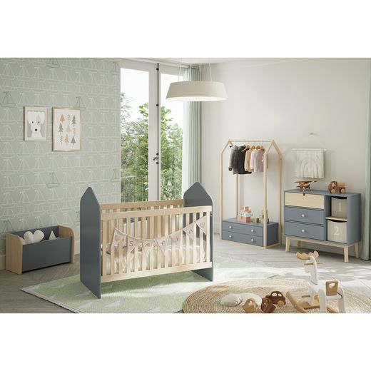 Furu byrå i grönt och naturellt, 90 x 40 x 81 cm | Stephanie