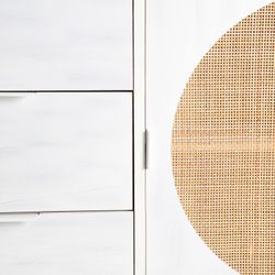 Συρταριέρα λευκό και φυσικό πεύκο και μπαστούνι, 90 x 40 x 80 cm | Zemne