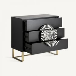 Gatsby Iron συρταριέρα σε μαύρο/λευκό, 90 x 45 x 86 cm