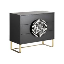 Gatsby Iron συρταριέρα σε μαύρο/λευκό, 90 x 45 x 86 cm