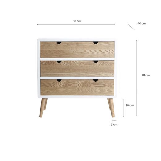 Cómoda Klek Madera de Fresno 80x40x81 cm