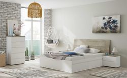 White and natural wood bedroom Oikos, 5 pieces