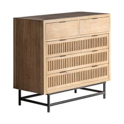 Cômoda RUTLAND em Elm e Ferro Natural/Preto, 100x45x90 cm.