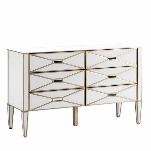 Chest of drawers in white mirror, 134x46x82 cm