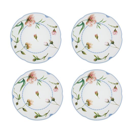 Ensemble de 4 assiettes à dessert en porcelaine multicolore, 23 x 23 x 2 cm | Bridgerton