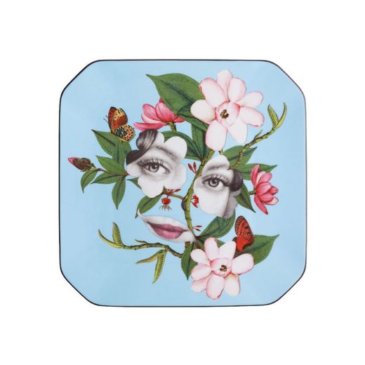 Set of 4 porcelain dessert plates in multicolor, 22.3 x 22.3 x 2 cm | Fête vos Jeux