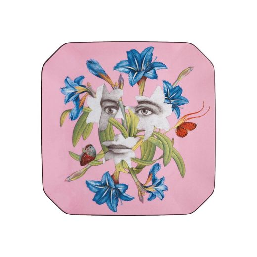 Set of 4 porcelain dessert plates in multicolor, 22.3 x 22.3 x 2 cm | Fête vos Jeux