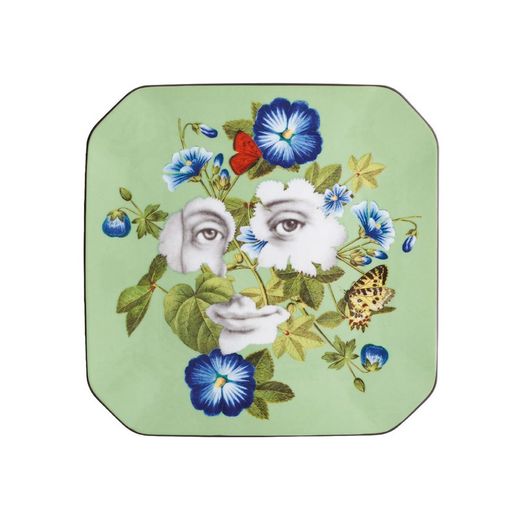 Set of 4 porcelain dessert plates in multicolor, 22.3 x 22.3 x 2 cm | Fête vos Jeux