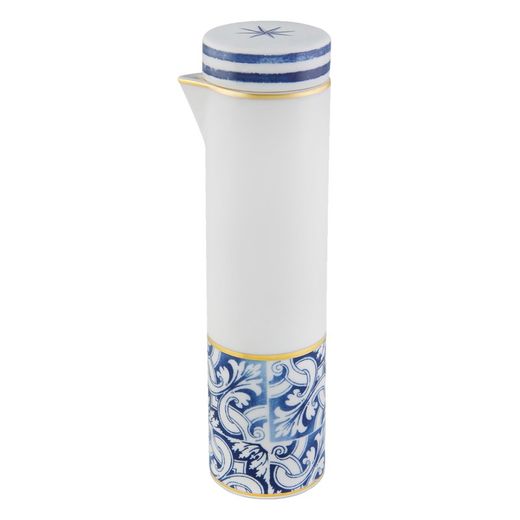 Porcelain oil and vinegar set in blue, white and gold, 26.5 x 18 x 12 cm | Transatlântica