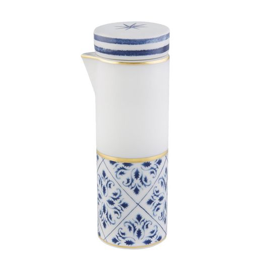Porcelain oil and vinegar set in blue, white and gold, 26.5 x 18 x 12 cm | Transatlântica