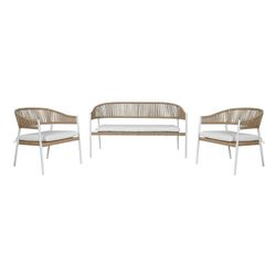 Zestaw foteli ogrodowych z syntetycznego rattanu i aluminium w kolorze białym i naturalnym, 126 x 63 x 67 cm | Strona morska