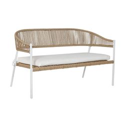 Zestaw foteli ogrodowych z syntetycznego rattanu i aluminium w kolorze białym i naturalnym, 126 x 63 x 67 cm | Strona morska