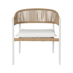 Zestaw foteli ogrodowych z syntetycznego rattanu i aluminium w kolorze białym i naturalnym, 126 x 63 x 67 cm | Strona morska