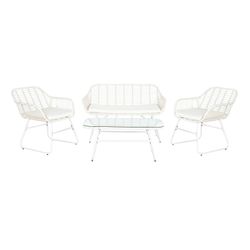 Set of synthetic rattan and metal garden armchairs in white, 124 x 74 x 84 cm | Sea Side