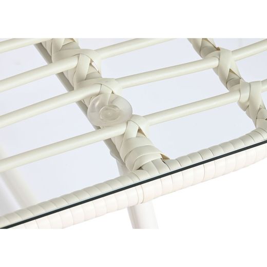 Set of synthetic rattan and metal garden armchairs in white, 124 x 74 x 84 cm | Sea Side