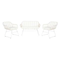 Set of synthetic rattan and metal garden armchairs in white, 124 x 74 x 84 cm | Sea Side