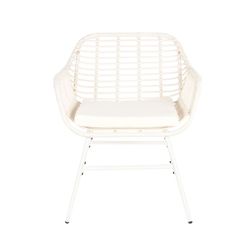Set of synthetic rattan and metal garden armchairs in white, 124 x 74 x 84 cm | Sea Side